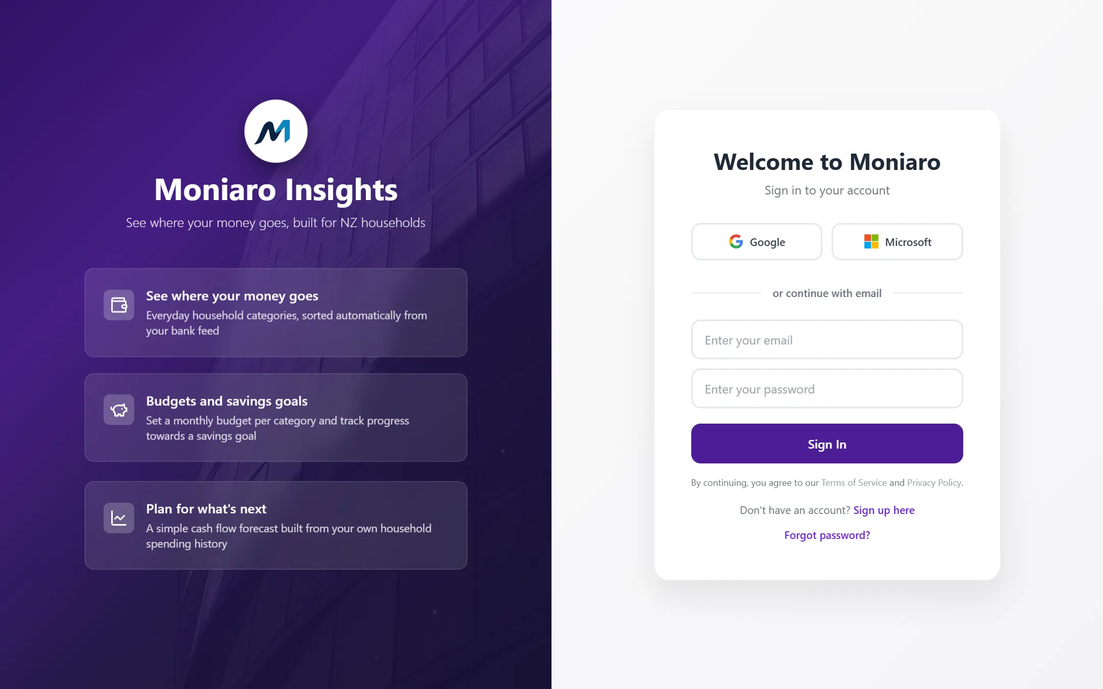 Moniaro Financial Insights screenshot